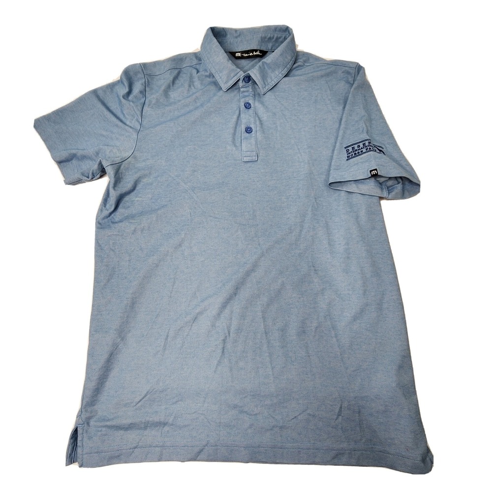 Travis Mathew Men's Medium Golf Polo Shirt Blue Desert International Horse Park